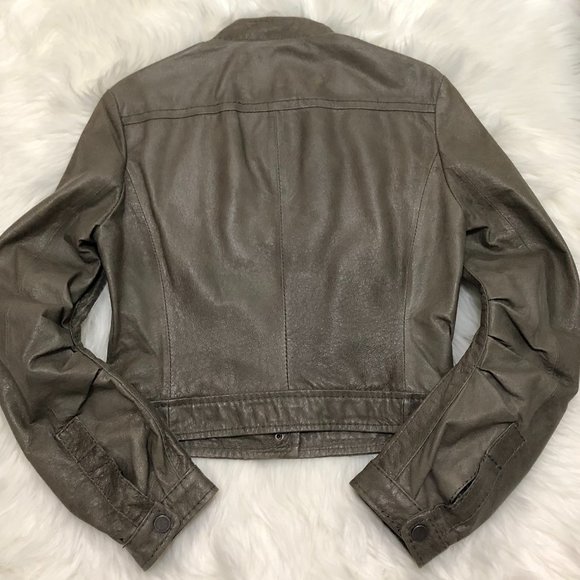 ✨HOST PICK✨ BCBGMaxAzria (Lead) Crop Moto Leather Jacket - Size XXS - Picture 9 of 14